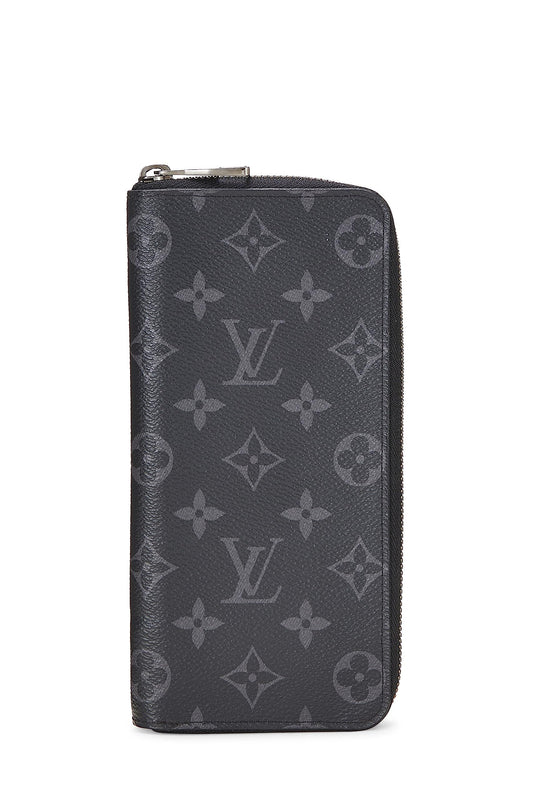 Louis Vuitton, Pre-Loved Black Monogram Eclipse Zippy Vertical Wallet, Black