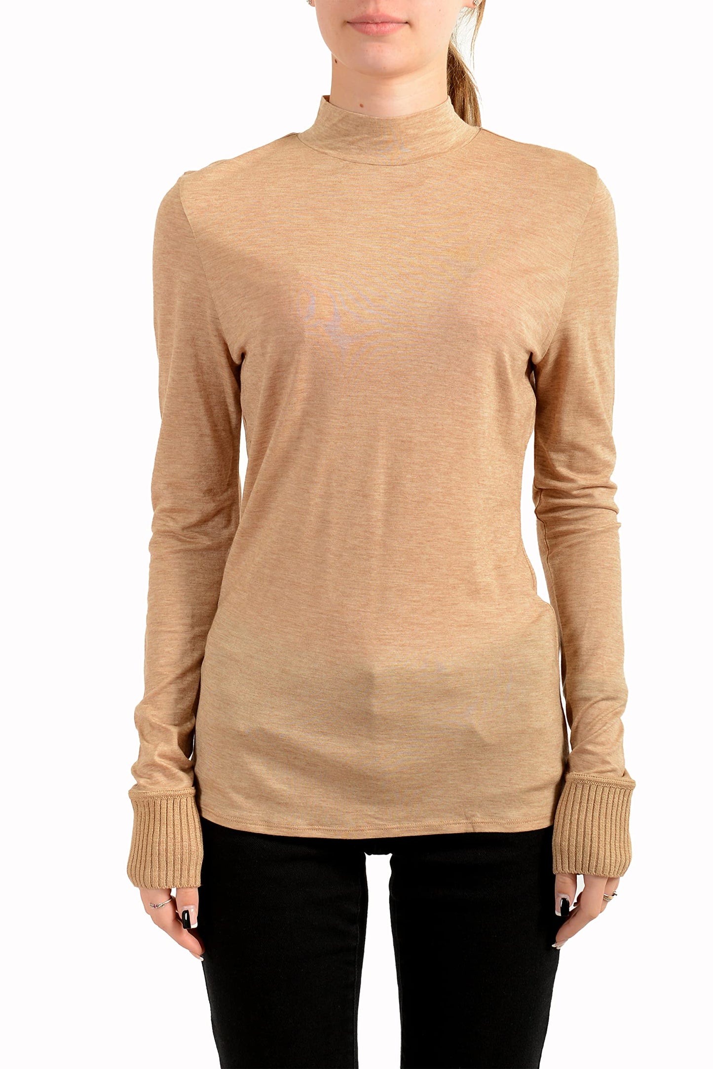 Hugo Boss Women's Egine2 Beige Wool Pullover Sweater US S IT 40