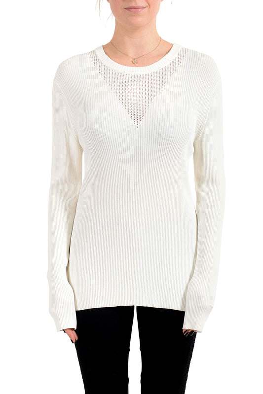 Hugo Boss Women's Febecca Off White Crewneck Pullover Sweater US XL IT 46