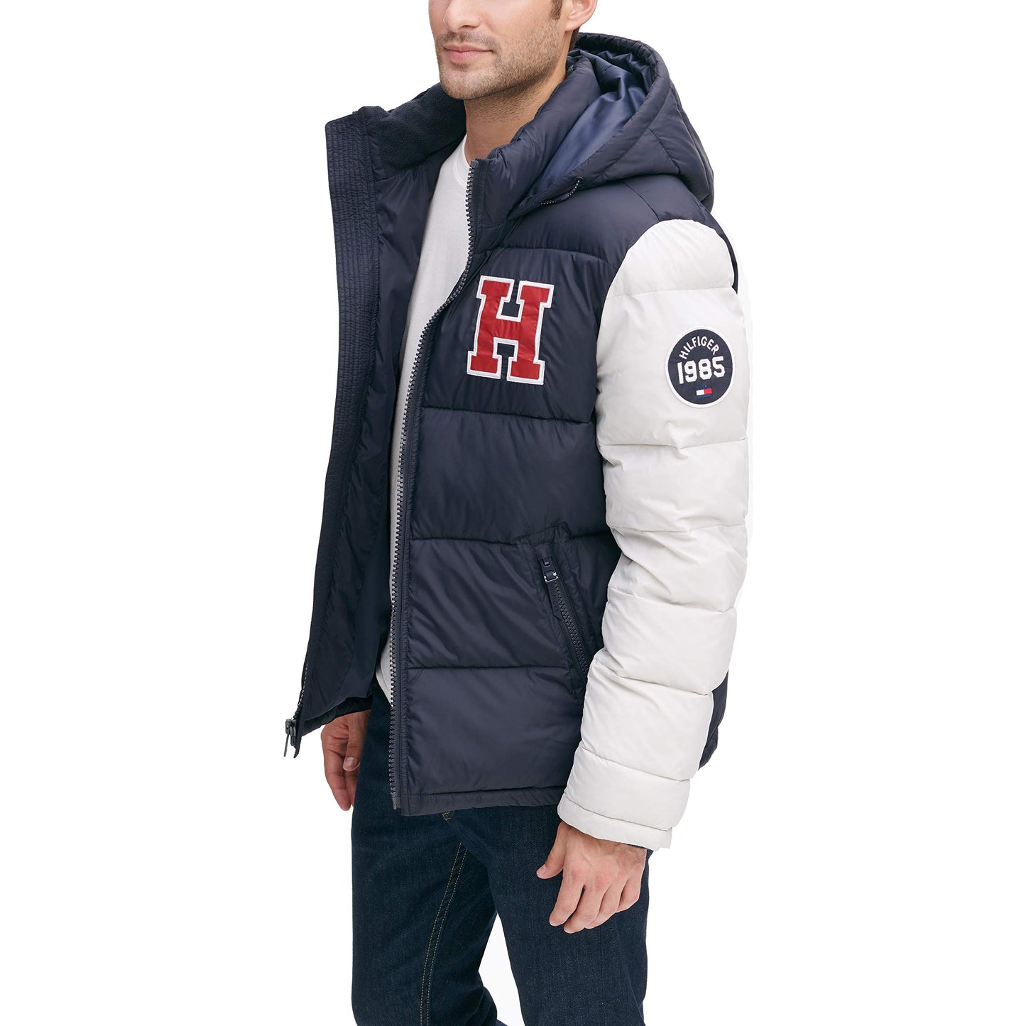 Tommy Hilfiger Men's Hooded Puffer Jacket, Navy, XX-Large