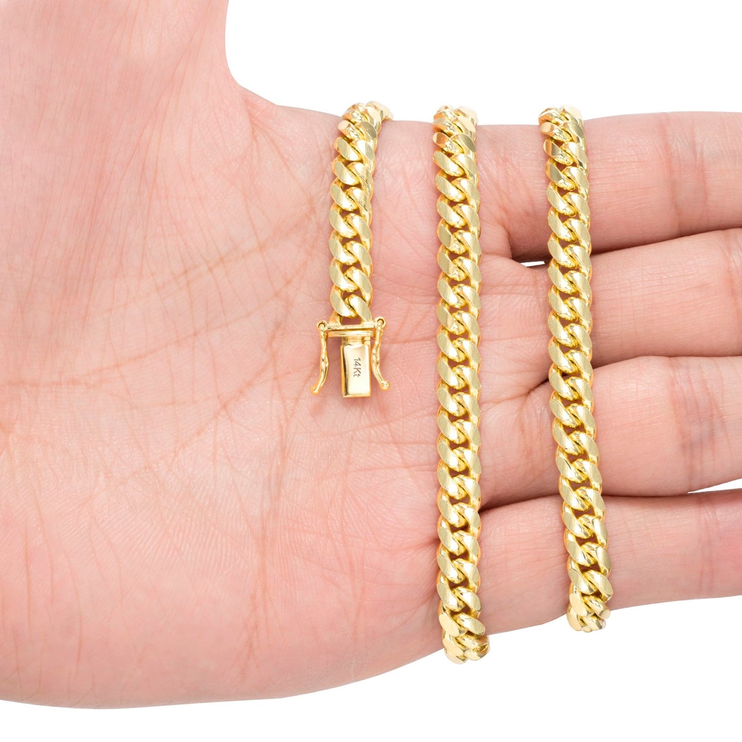 Nuragold 14k Yellow Gold 6mm Solid Miami Cuban Link Chain Pendant Necklace, Mens Jewelry Box Clasp 20" 22" 24" 26" 28" 30"