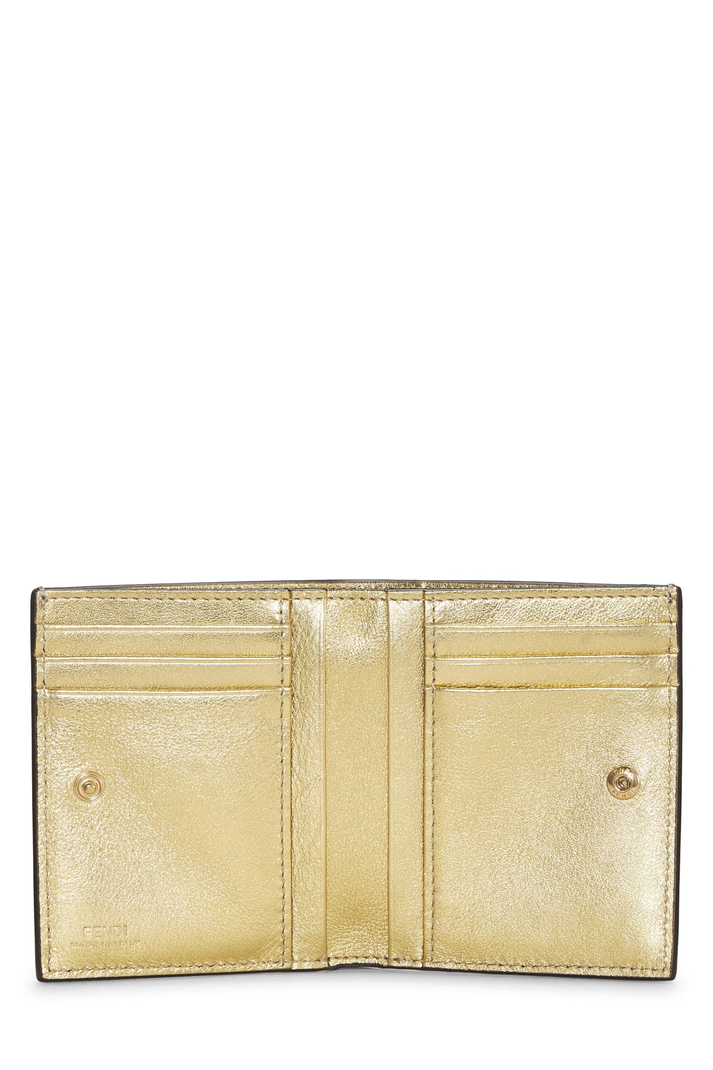 Fendi, Pre-Loved Gold Leather Bifold Wallet, Gold