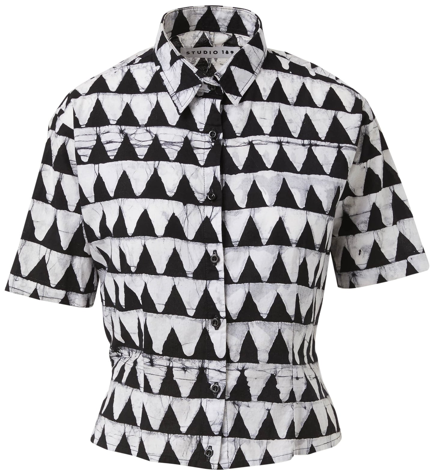 hand-batik Cotton Fitted Shirt, Black, M