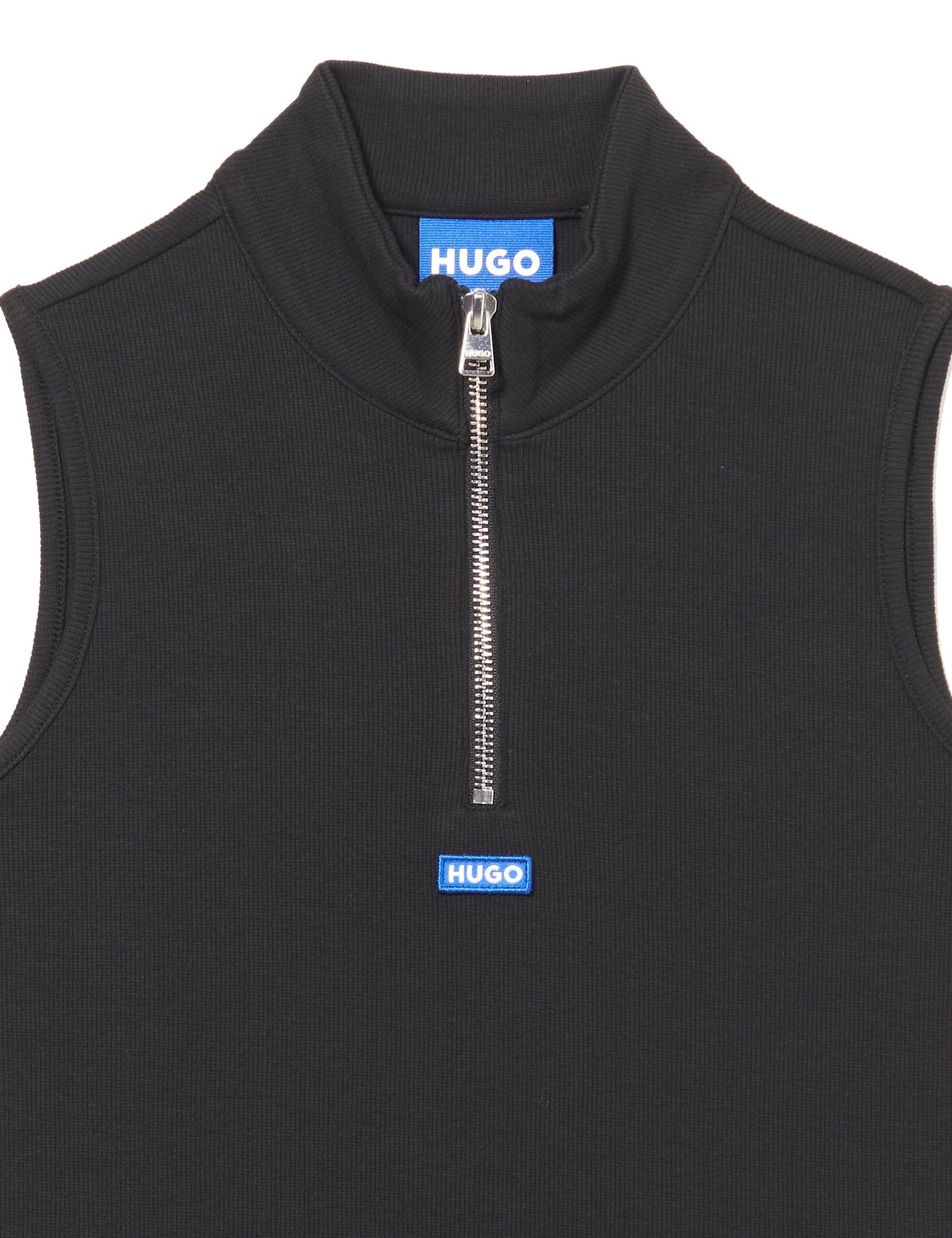 HUGO Half Zip Sleeveless Rib Dress black pepper Small