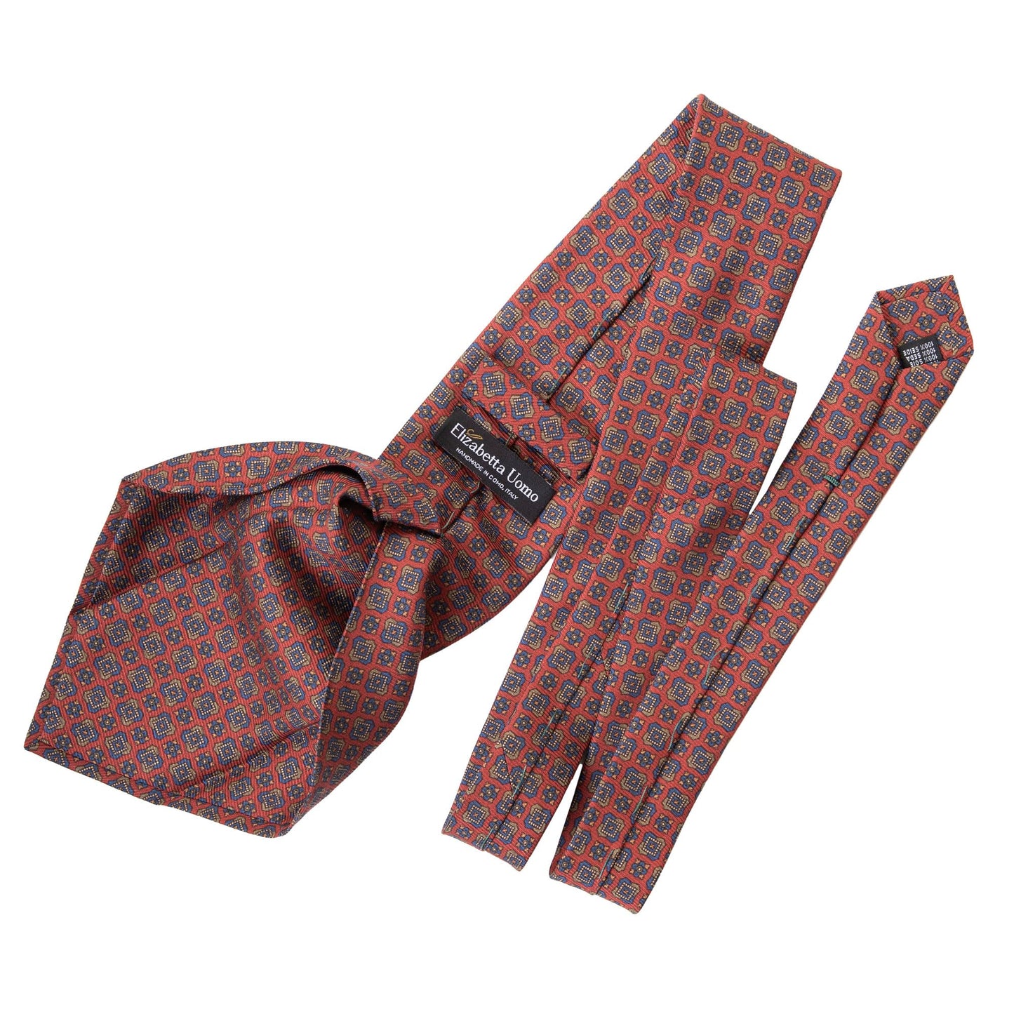 Elizabetta Men's Italian Silk Ties - Handmade Printed Neckties - Made in Italy - Dark Red