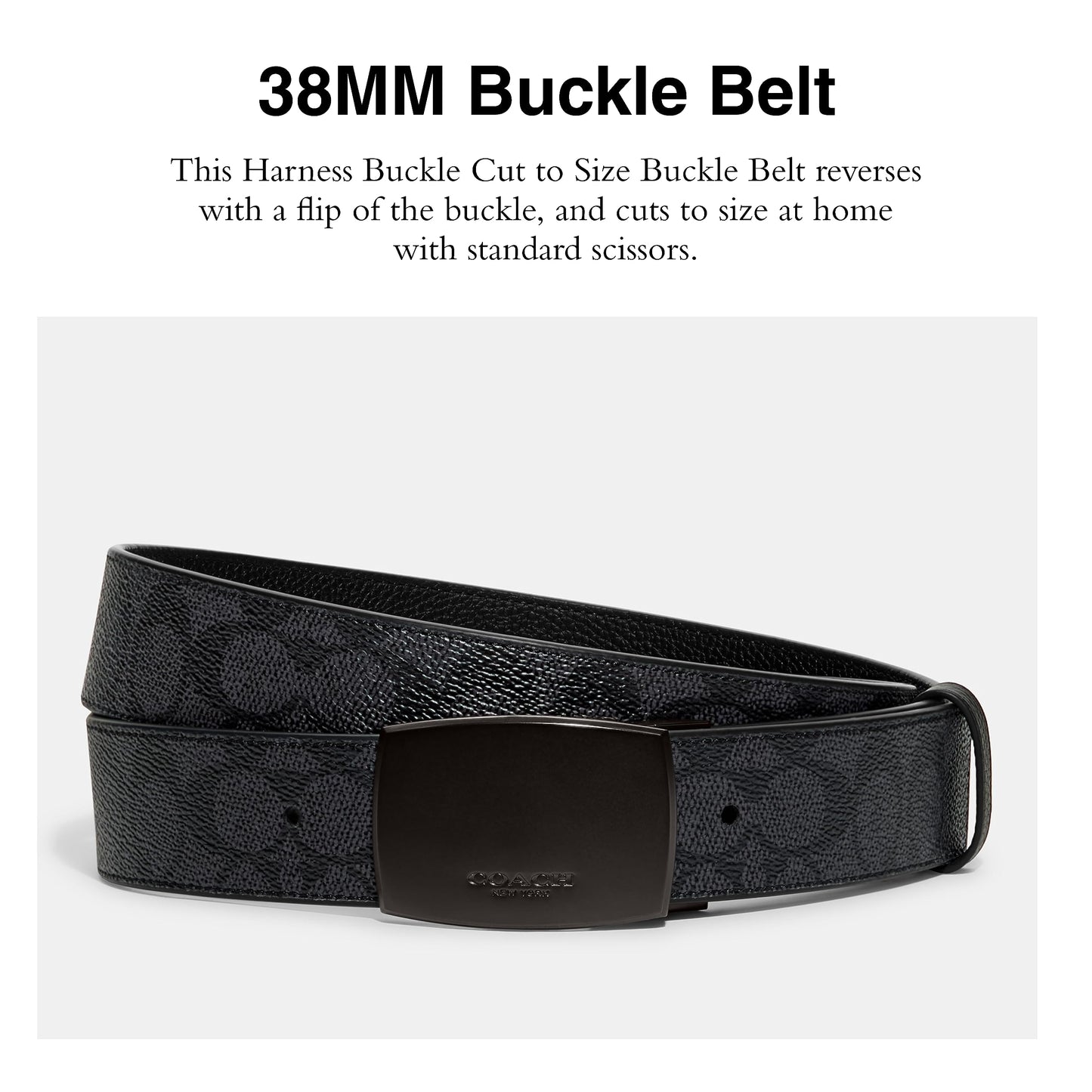Coach 38 Mm Casual Belt Box, Black/Charcoal