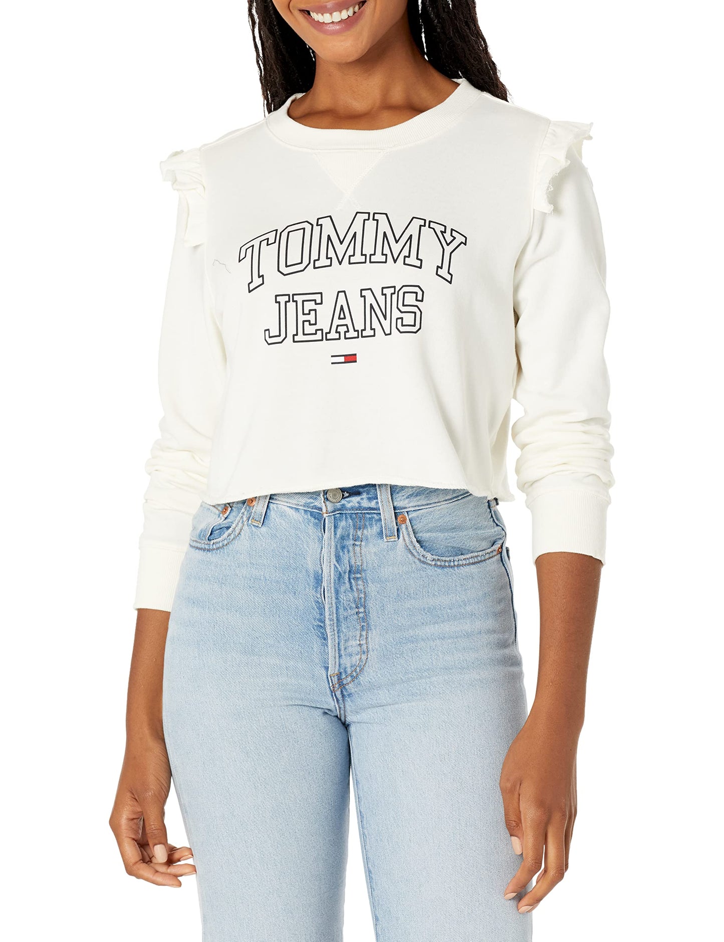 Tommy Hilfiger Women's Classic Crewneck Sweatshirt, Egret, XL