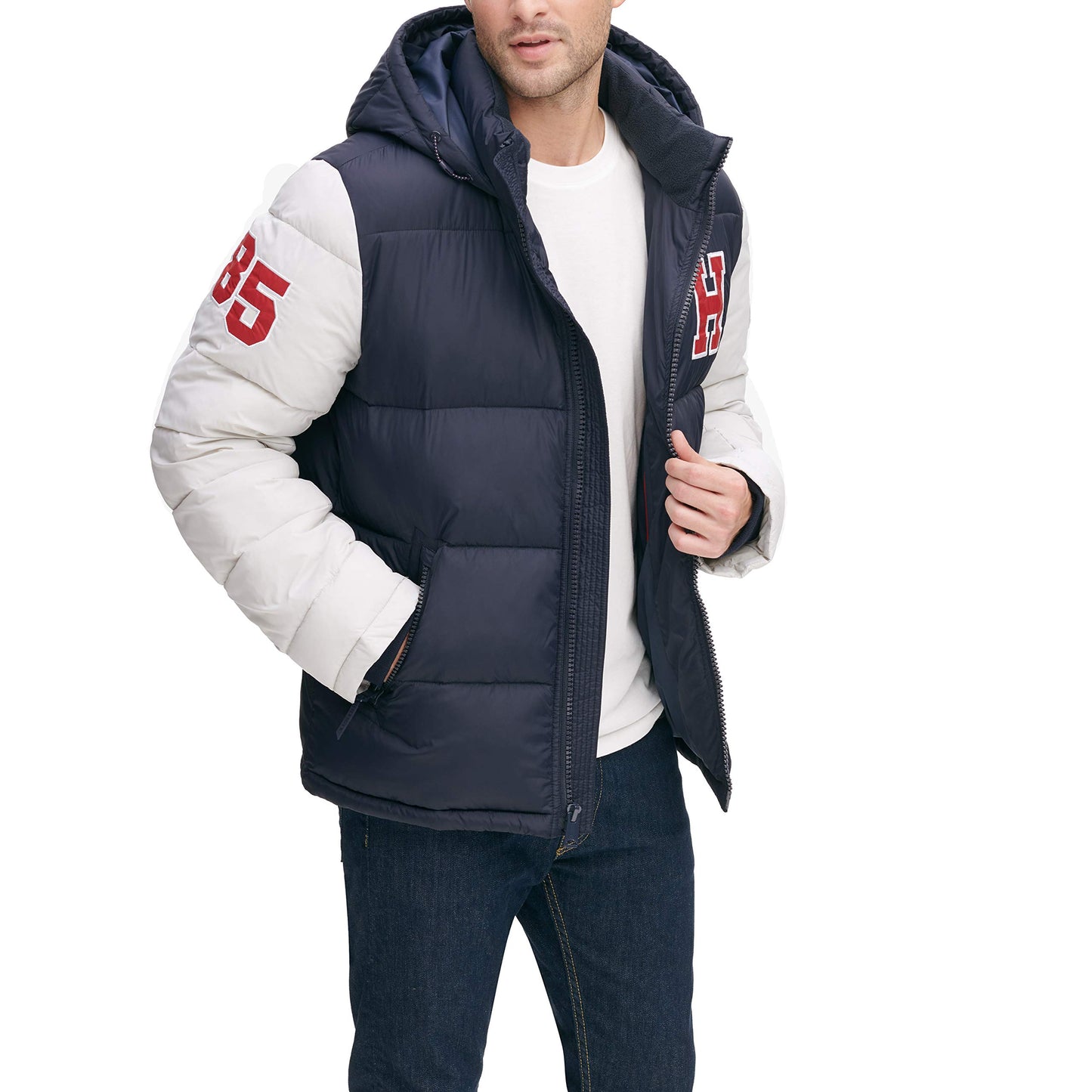Tommy Hilfiger Men's Hooded Puffer Jacket, Navy, XX-Large
