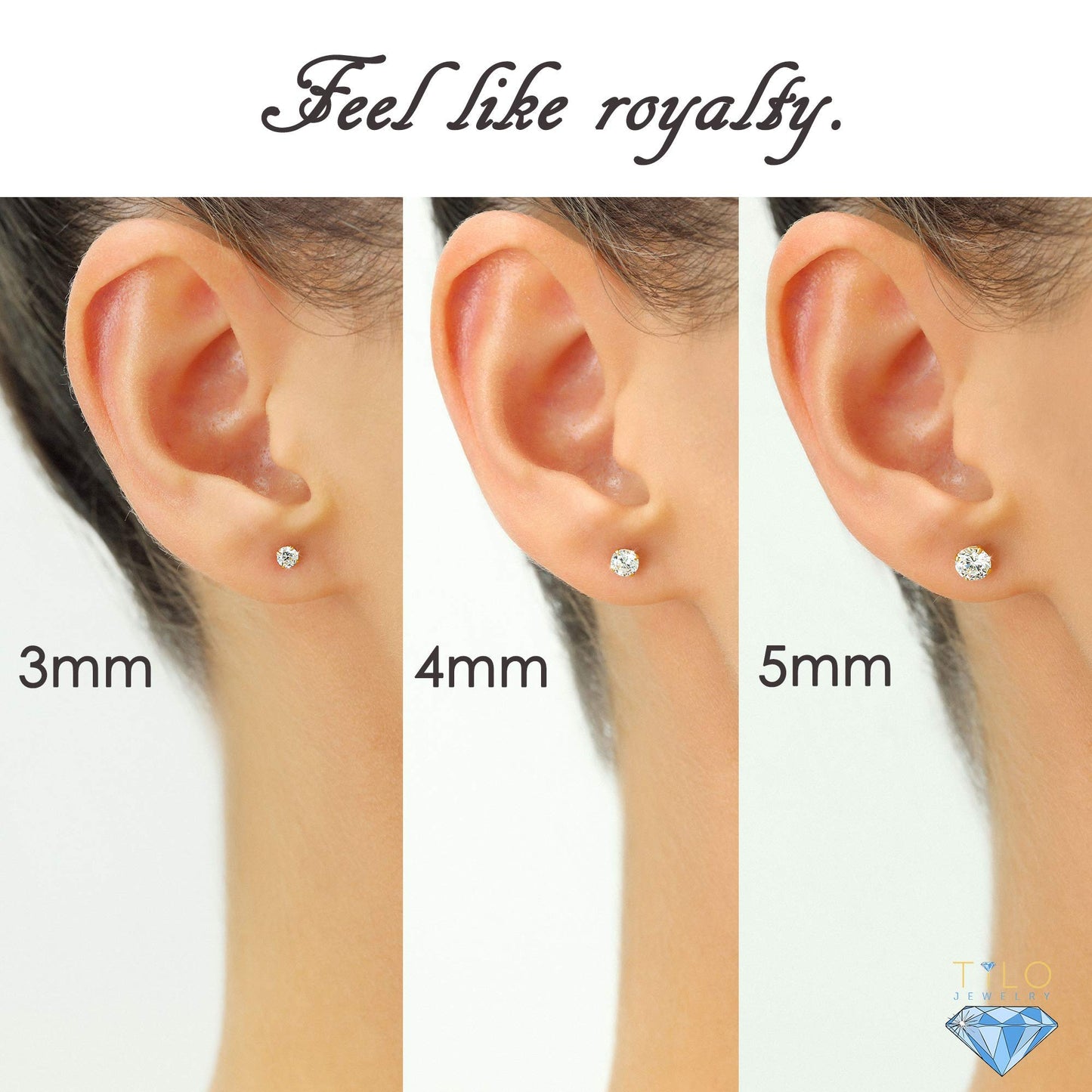 14k Yellow Gold Solitaire Round Cubic Zirconia Stud Earrings in Secure Screw-backs (5mm)…