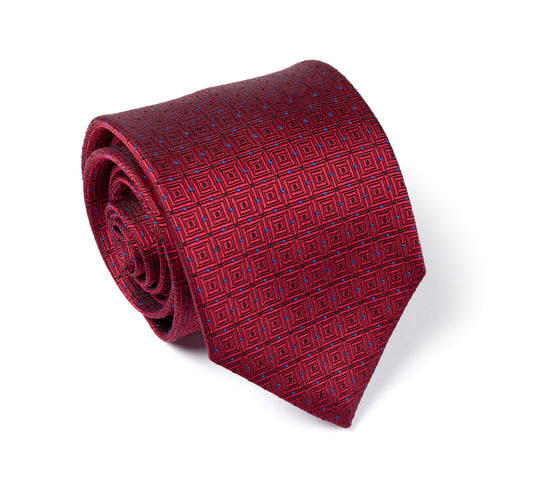 Remo Sartori Made in Italy Men's Burgundy Pattern Necktie, 3,14'' Width, 100% Silk
