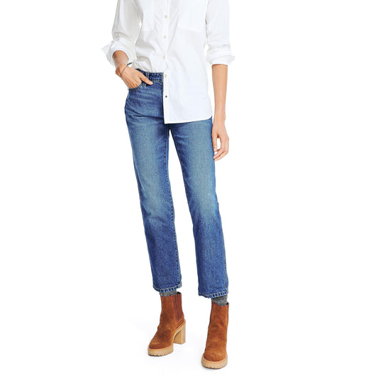 Nautica Women's Jeans Co. Mid-Rise Boyfriend Denim, Hunt Blue Wash