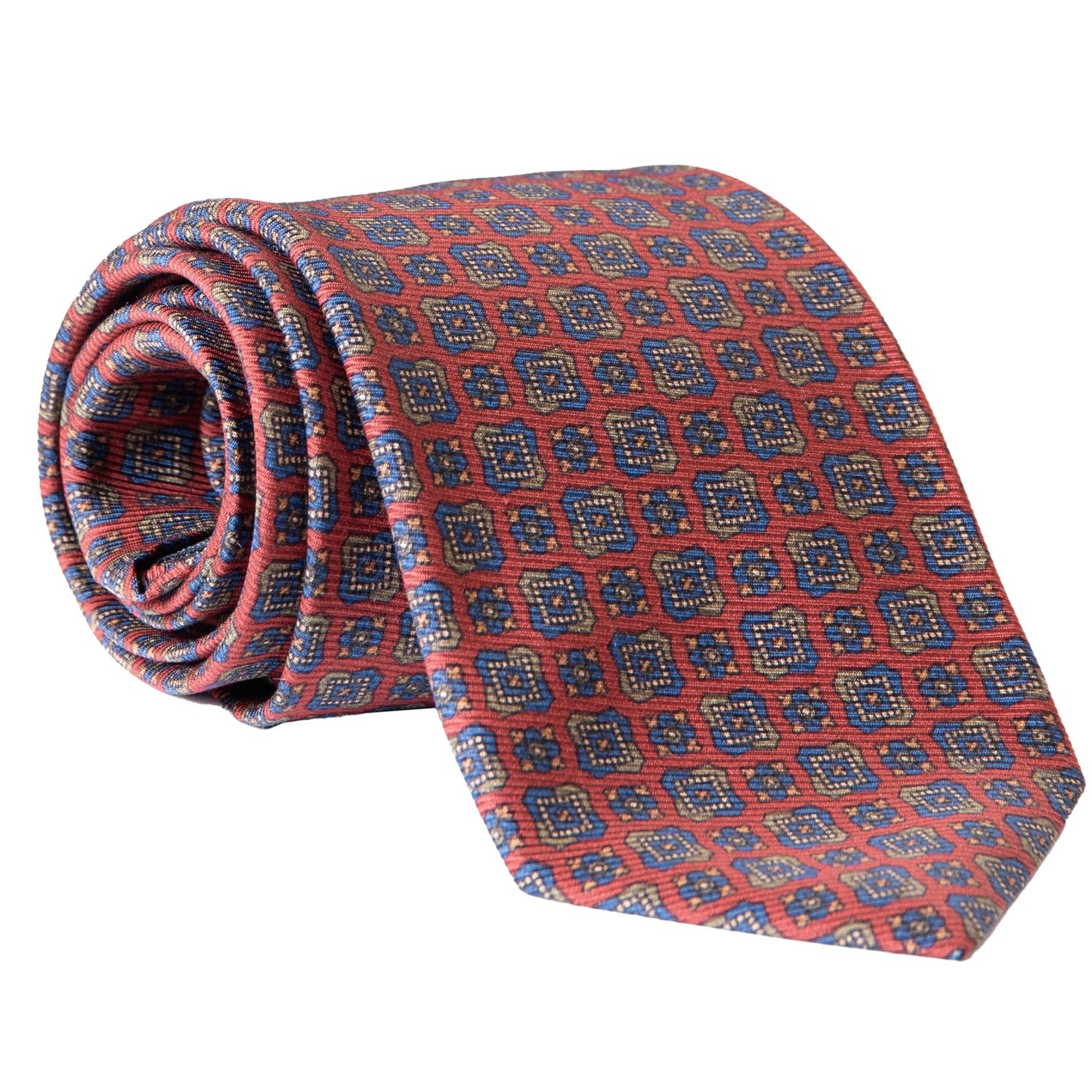 Elizabetta Men's Italian Silk Ties - Handmade Printed Neckties - Made in Italy - Dark Red
