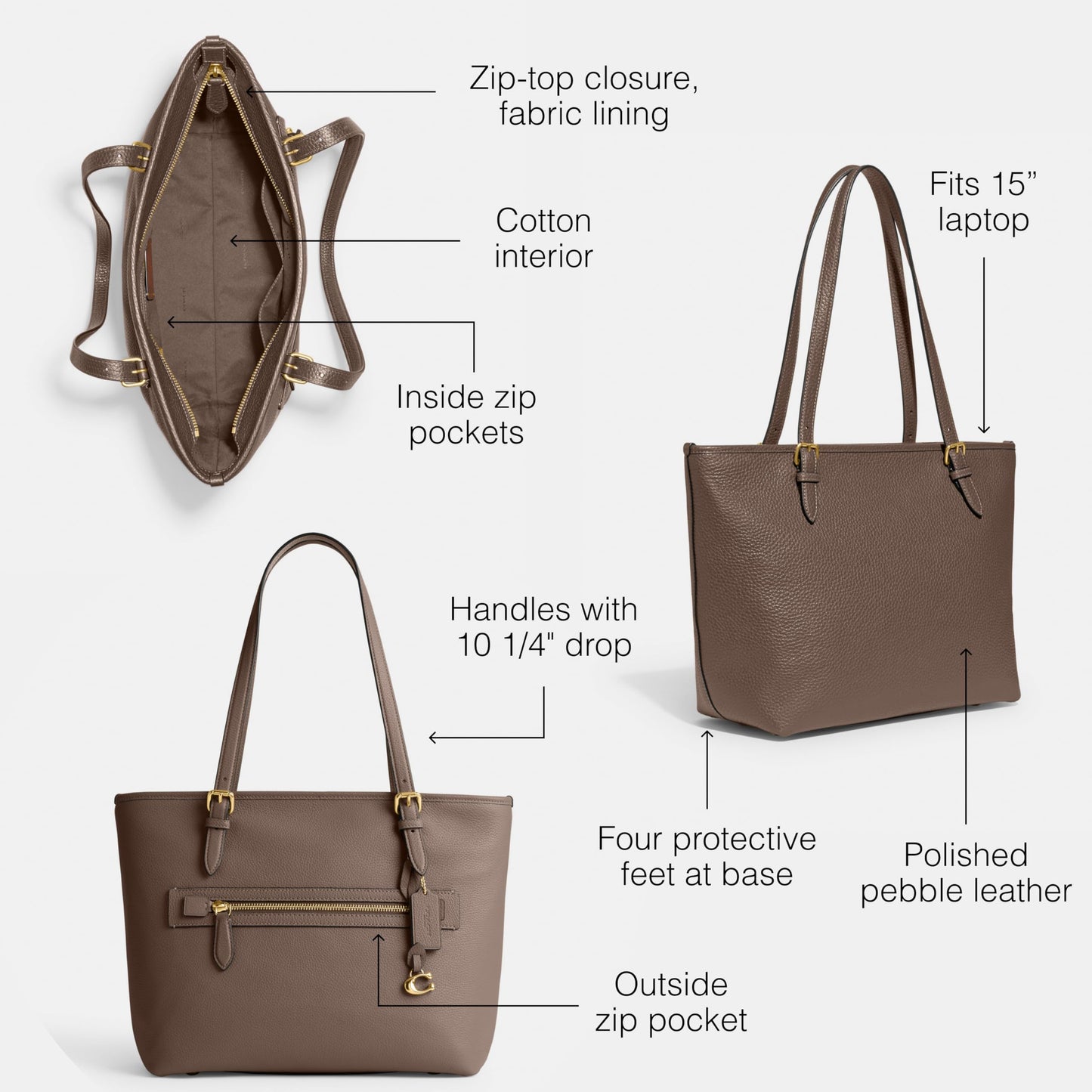 Coach Polished Pebble Leather Taylor Tote