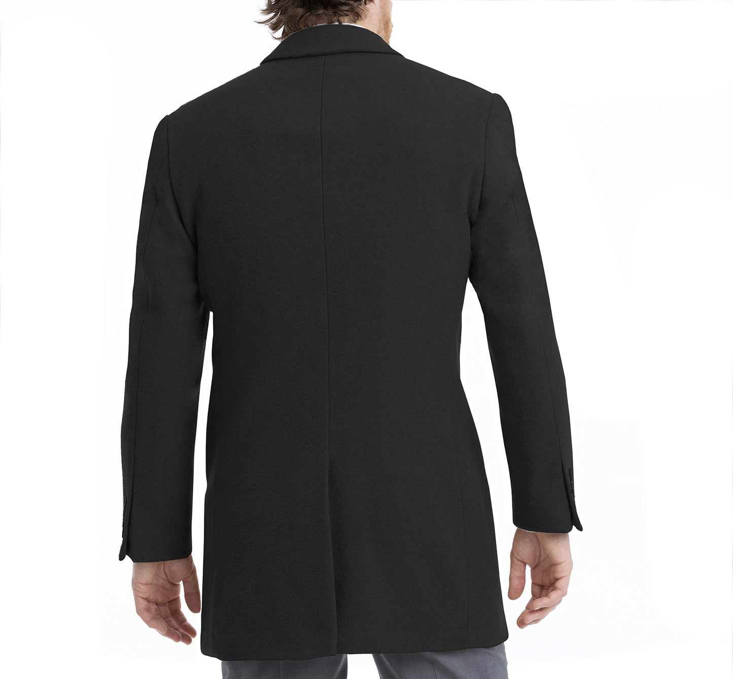 Calvin Klein Men's Slim Fit Wool Blend Overcoat Jacket, Black Solid, 40 Short