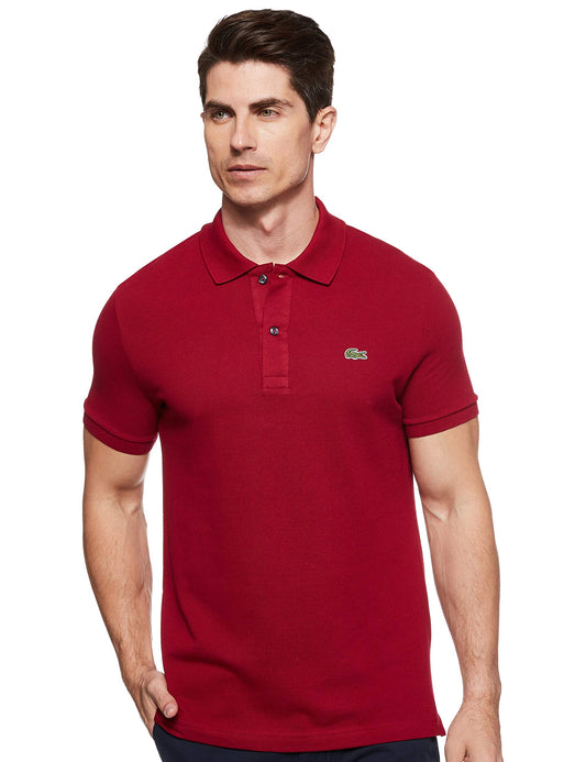 Lacoste Mens Men's Short Sleeve Classic Pique Polo Shirt, Bordeaux, Medium