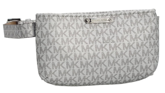 Michael Kors 29556195CG Silver Logo Design With Silver Hardware Women's Adjustable Belt Bag Waist Pack (L/XL)