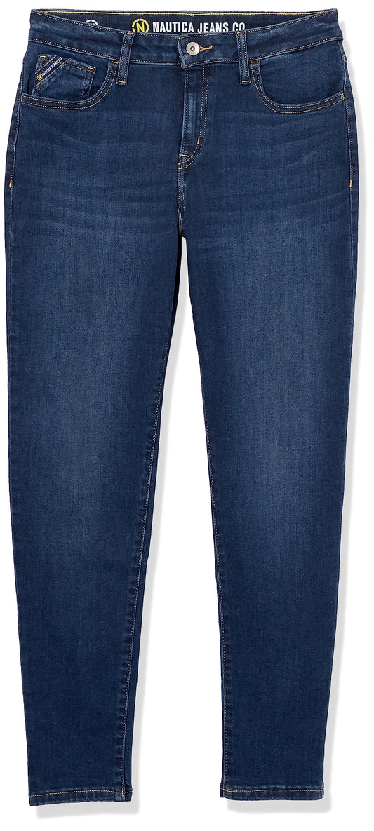 Nautica Women's Jeans Co. True Flex Mid-Rise Skinny Denim, Deep Wave Wash