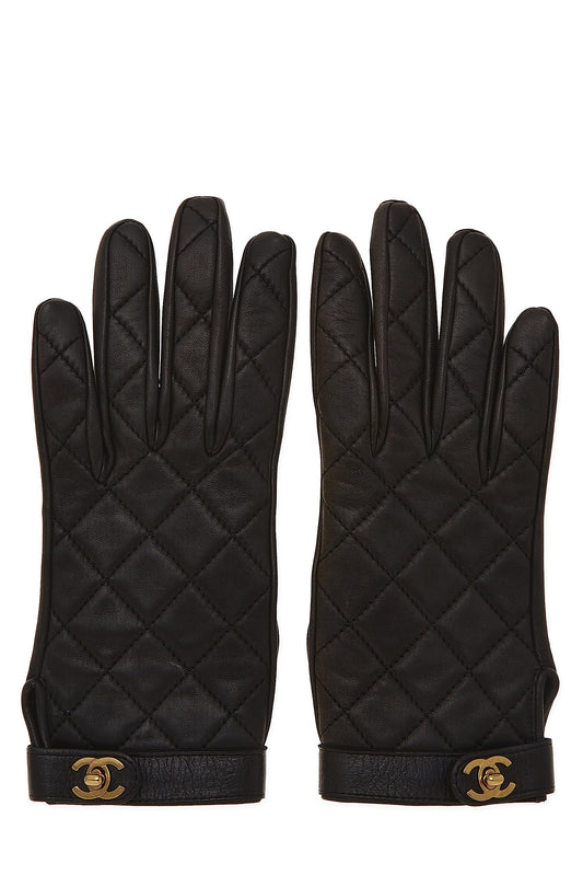 Chanel, Pre-Loved Black Lambskin Gloves, Black