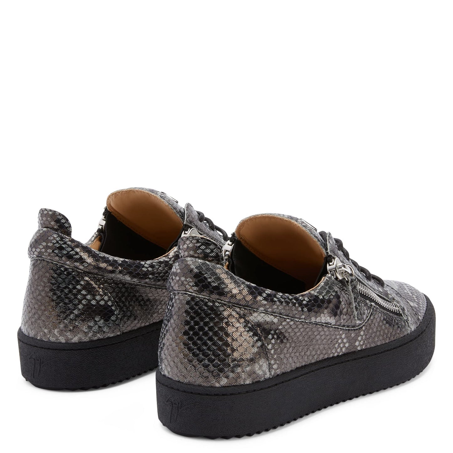 Giuseppe Zanotti, Frankie Reptile-Print Low-Top Sneakers, 8, Black