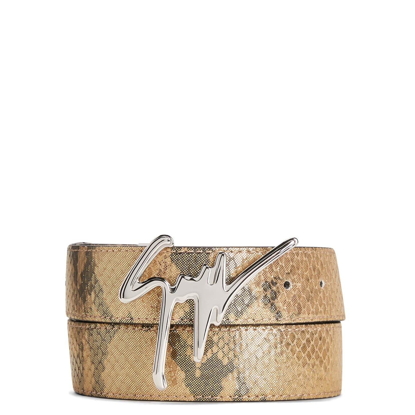 Giuseppe Zanotti, Giuseppe Python-Print Belt, One Size, Gold