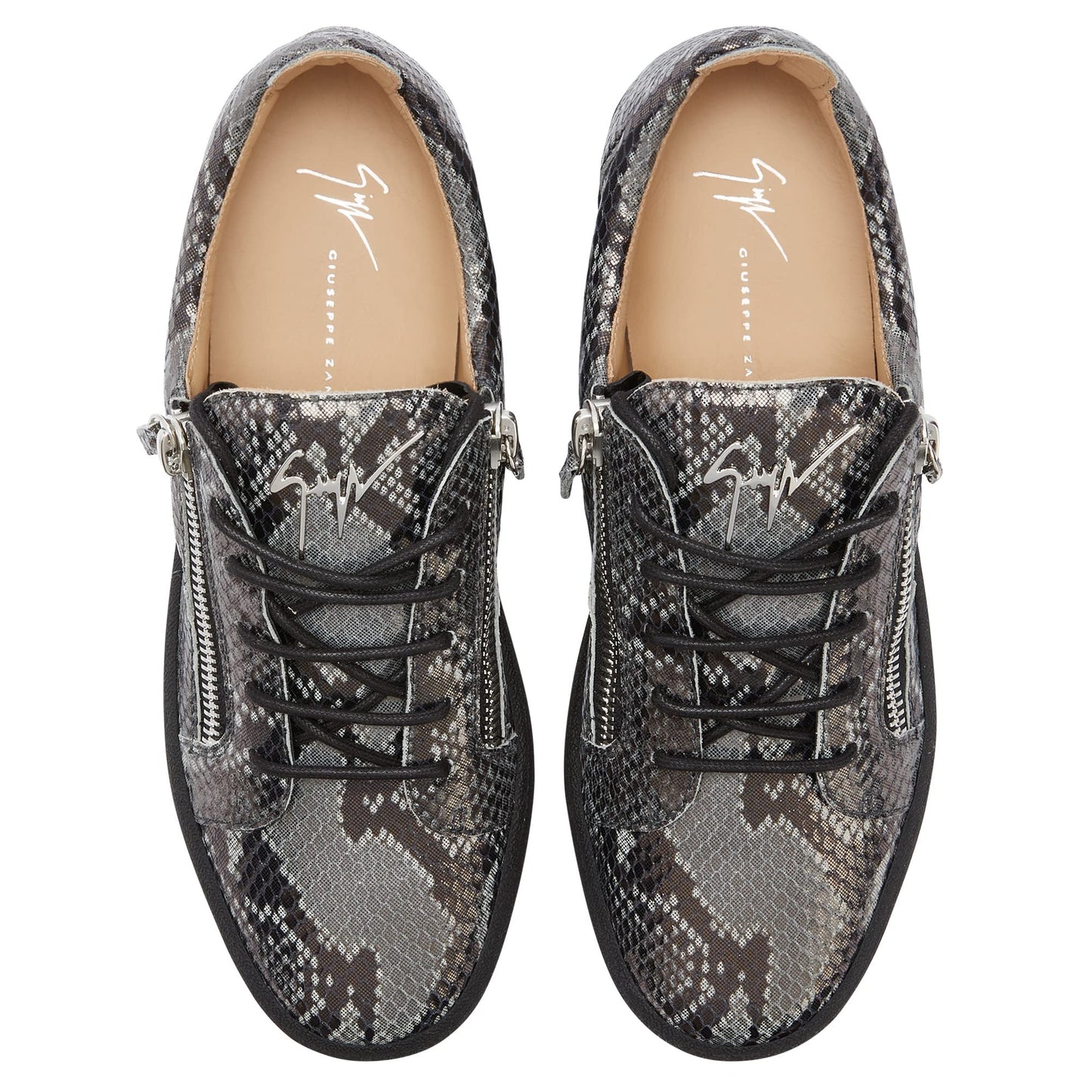 Giuseppe Zanotti, Frankie Reptile-Print Low-Top Sneakers, 8, Black