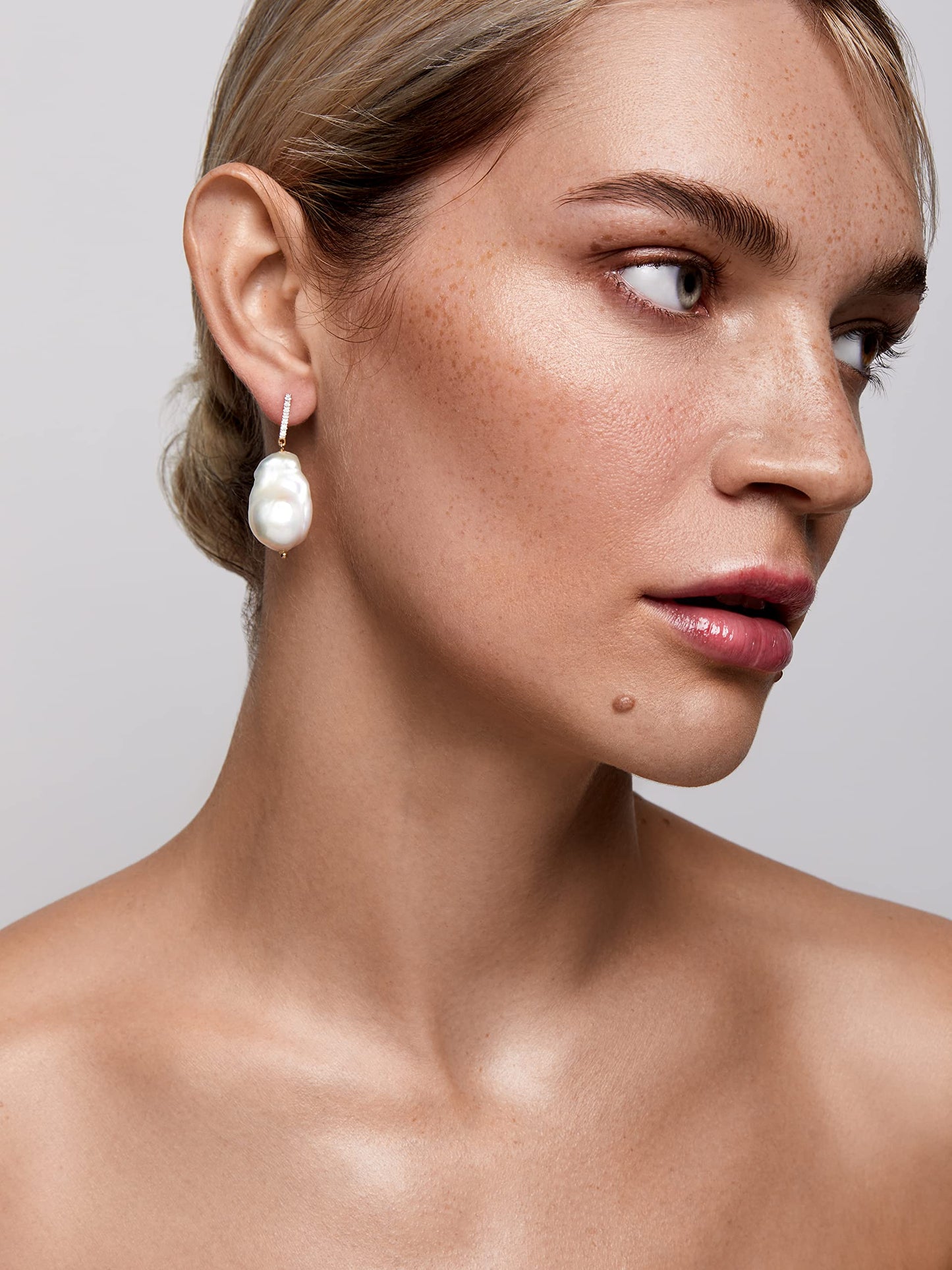 Mateo New York, 14K Gold Baroque Pearls and Diamonds Earring - Small