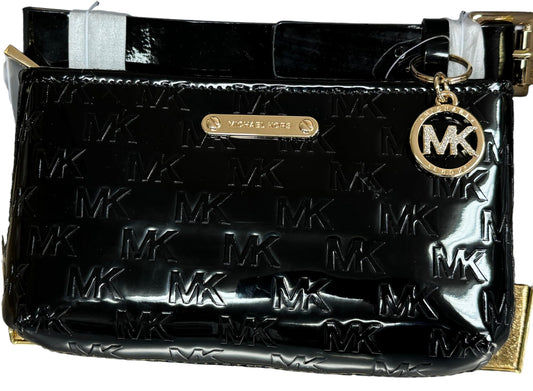 Michael Kors Women's Belt Bag, Waist Fanny Pack (Black MK Logo, Large/Extra Large)