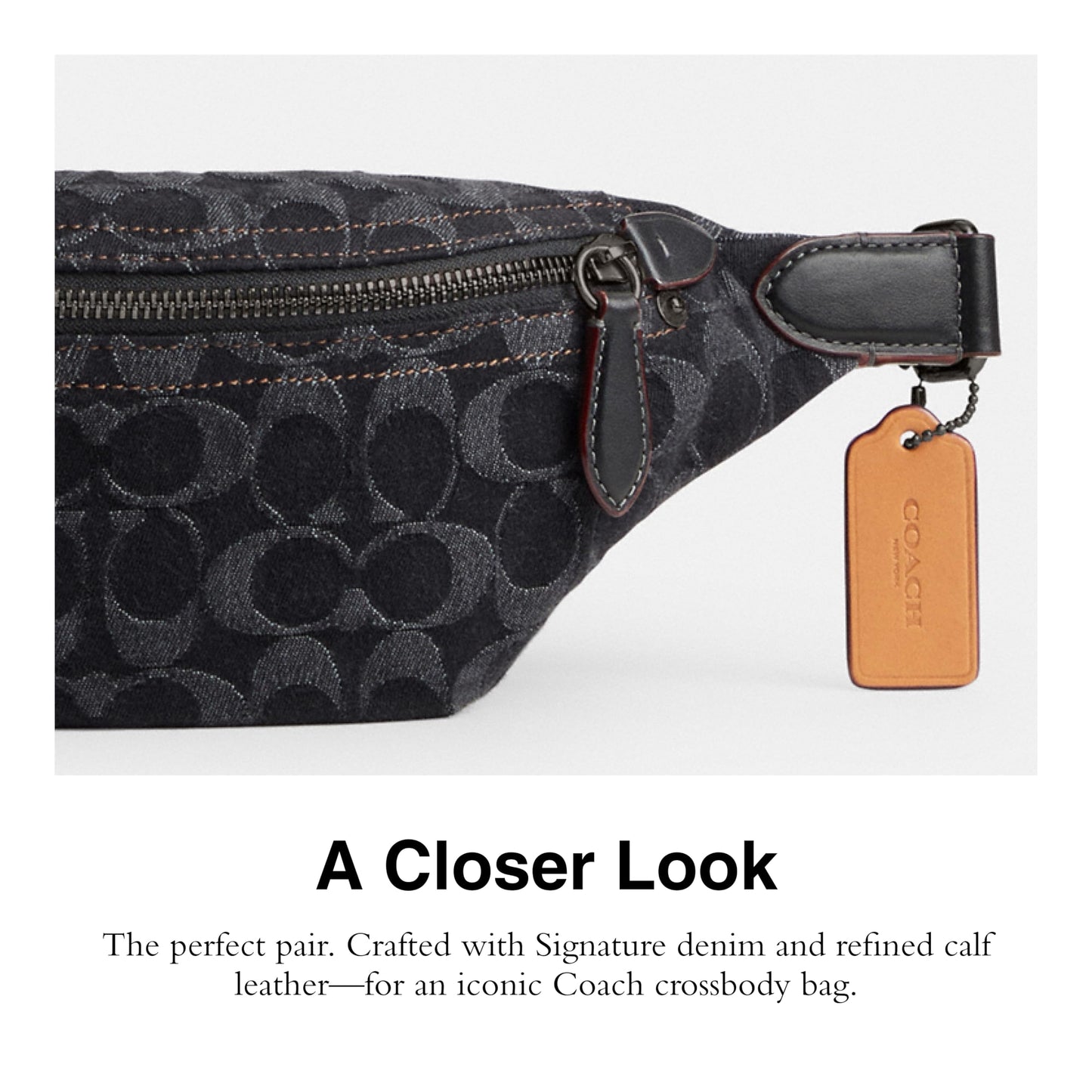 Coach Charter Belt Bag 7, Black Denim