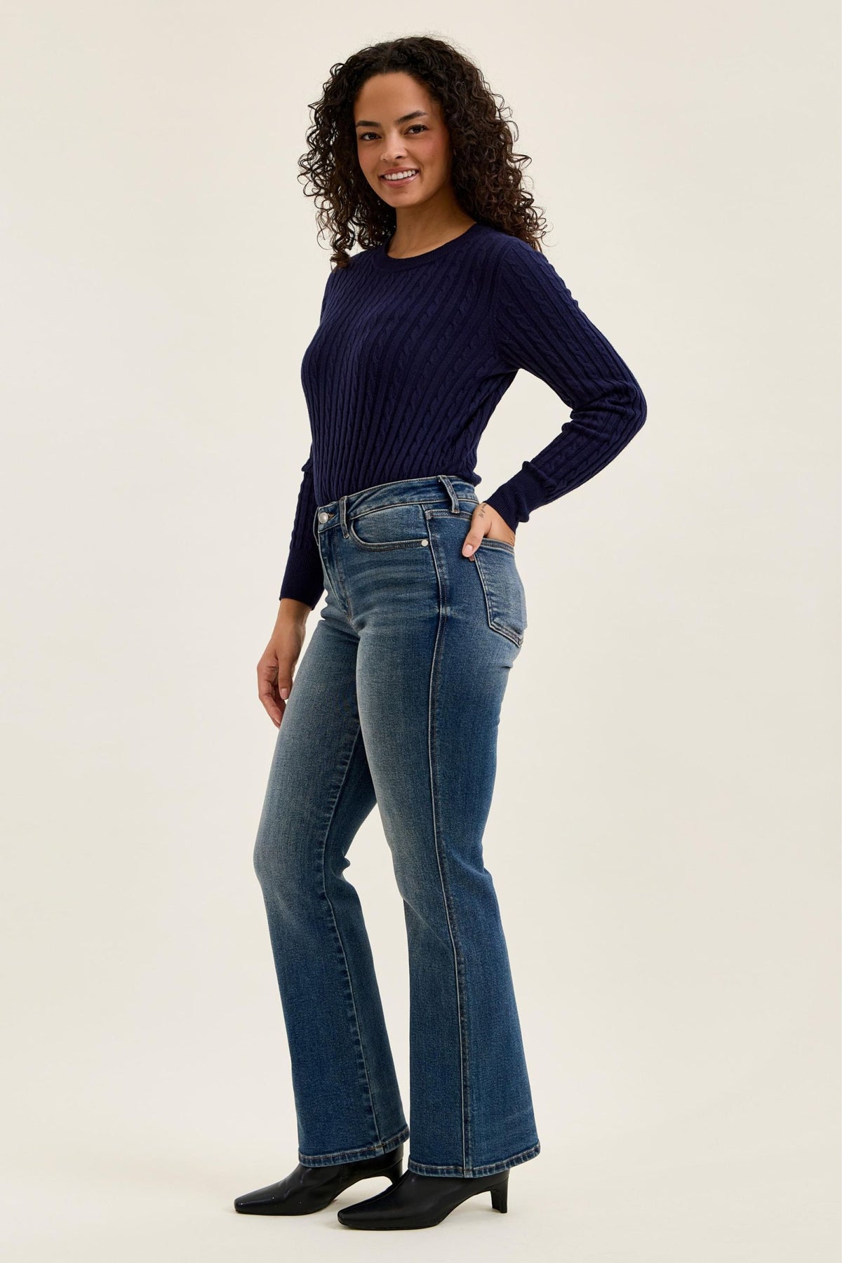 Judy Blue Mid Rise Daisy Bootcut Jeans – Dusk Rider Indigo Inseam 32"