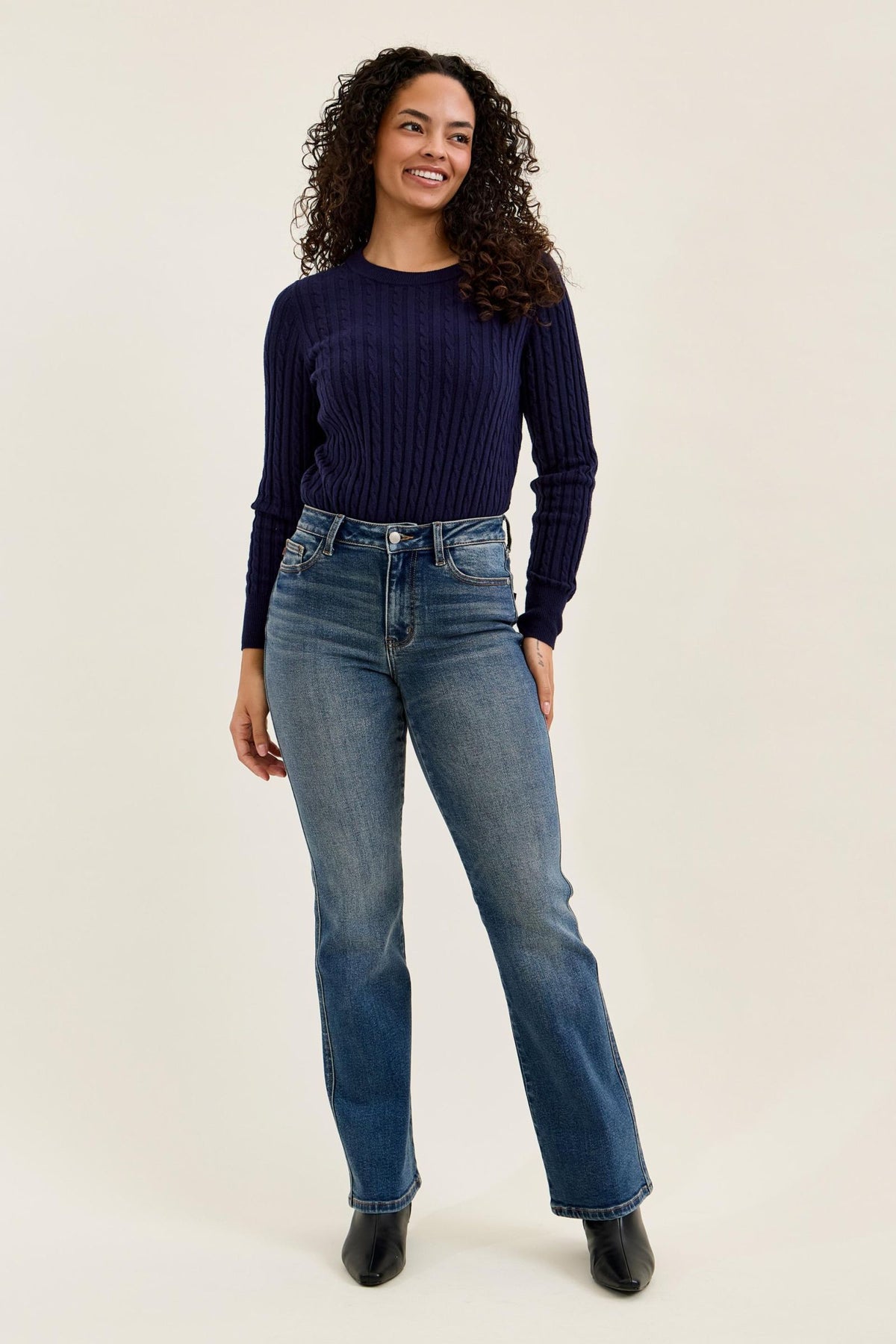 Judy Blue Mid Rise Daisy Bootcut Jeans – Dusk Rider Indigo Inseam 32"