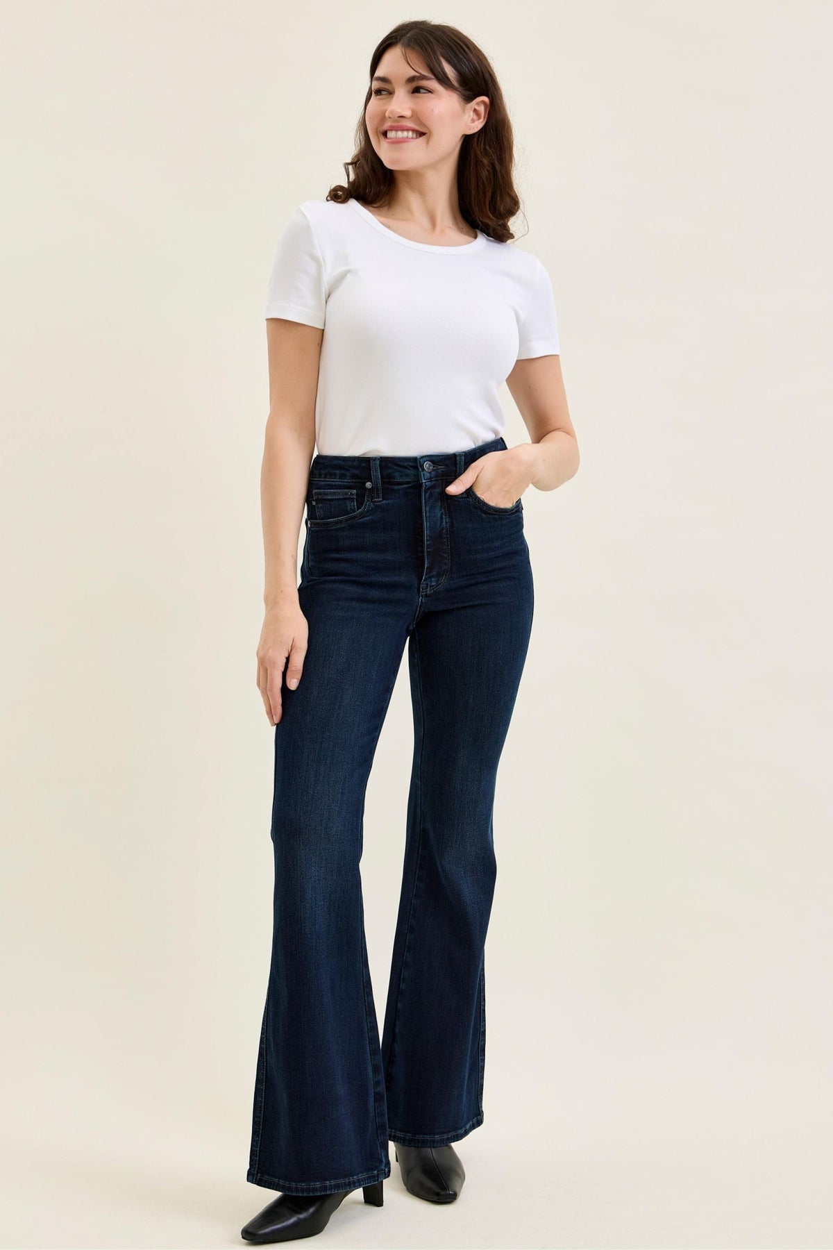 Judy Blue High Waist Tummy Control Charlotte Flare Jeans – Deep Indigo