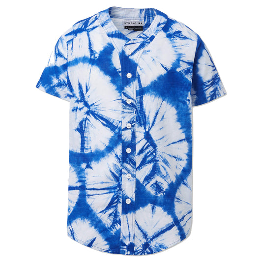 Studio 189, Anansi Baseball Short Sleeve Shirt, M, Blue