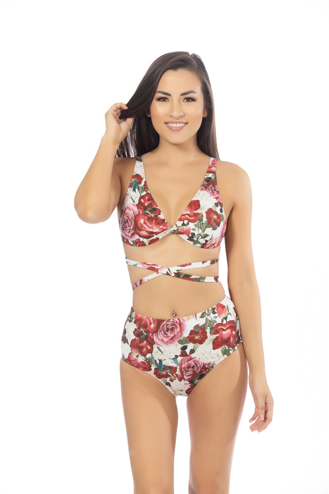 ROSE HALTER WRAP TOP BIKINI SET