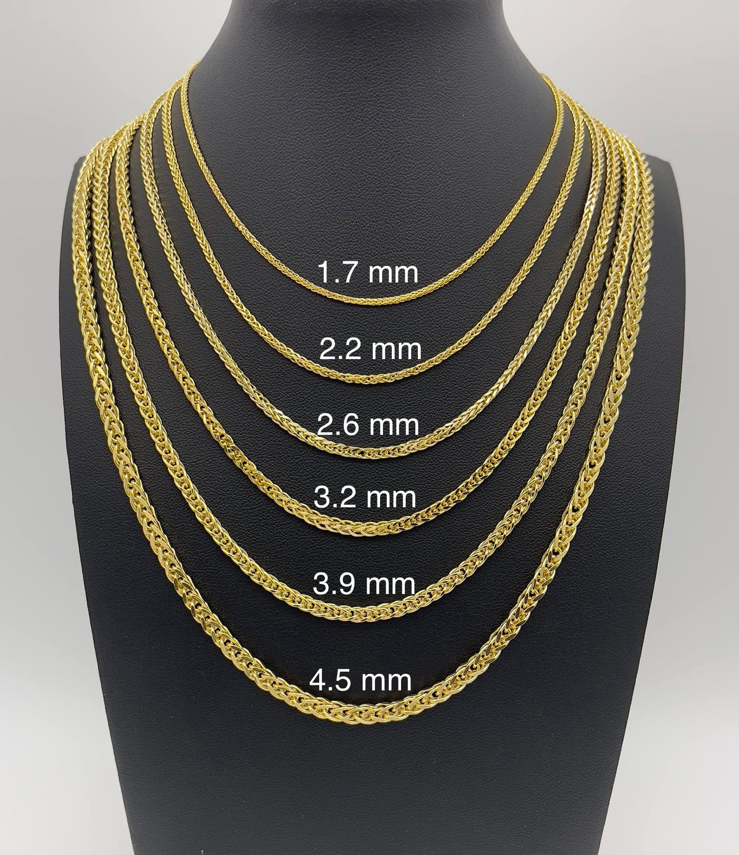JEWELHEART 14K Gold Square Wheat Chain Necklace - 2.6mm Braided Men's Gold Chain Necklace Foxtail Chain Diamond Cut Yellow Real Gold Chain Pendant Necklace For Women with Lobster Clasp 22"