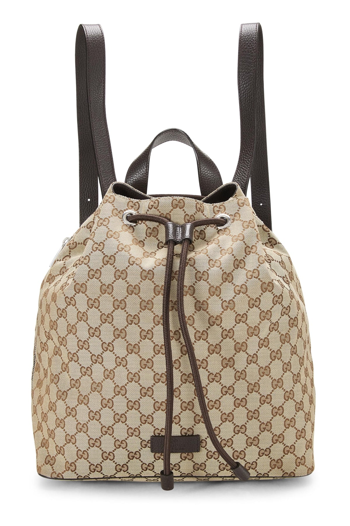 Gucci, Pre-Loved Brown Original GG Canvas Drawstring Backpack, Brown