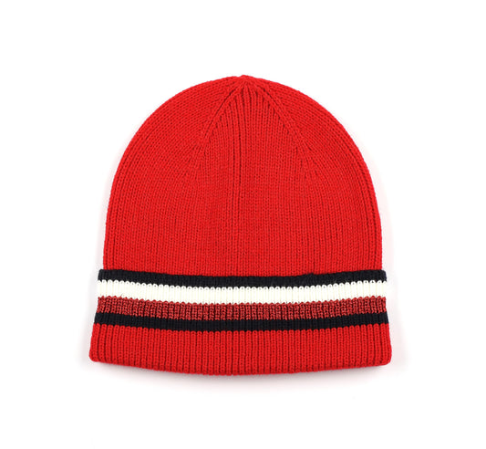 Tommy Hilfiger Women's Metallic Stripe Cuff Hat, Primary Red Multi, One Size