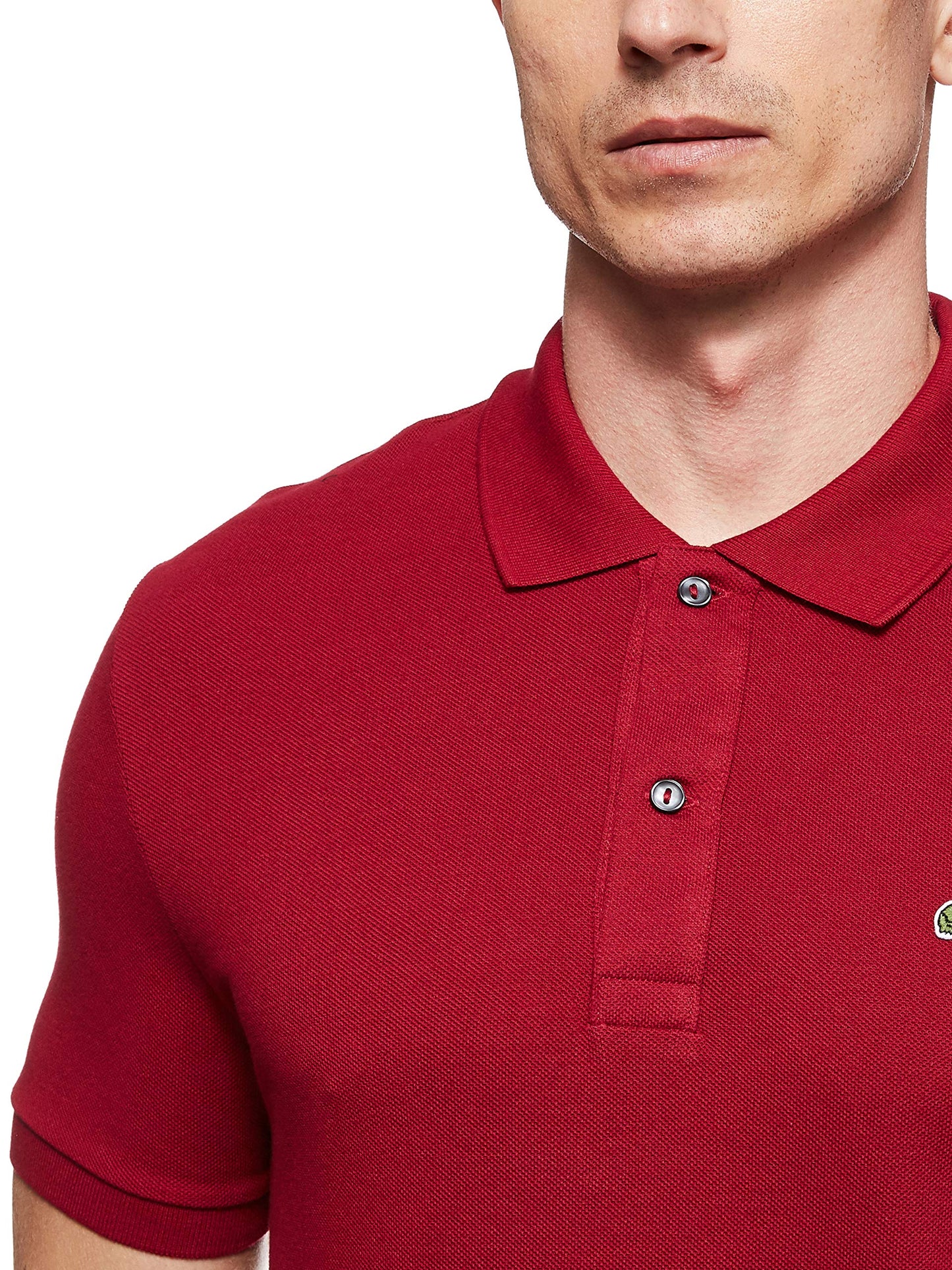 Lacoste Mens Men's Short Sleeve Classic Pique Polo Shirt, Bordeaux, Medium