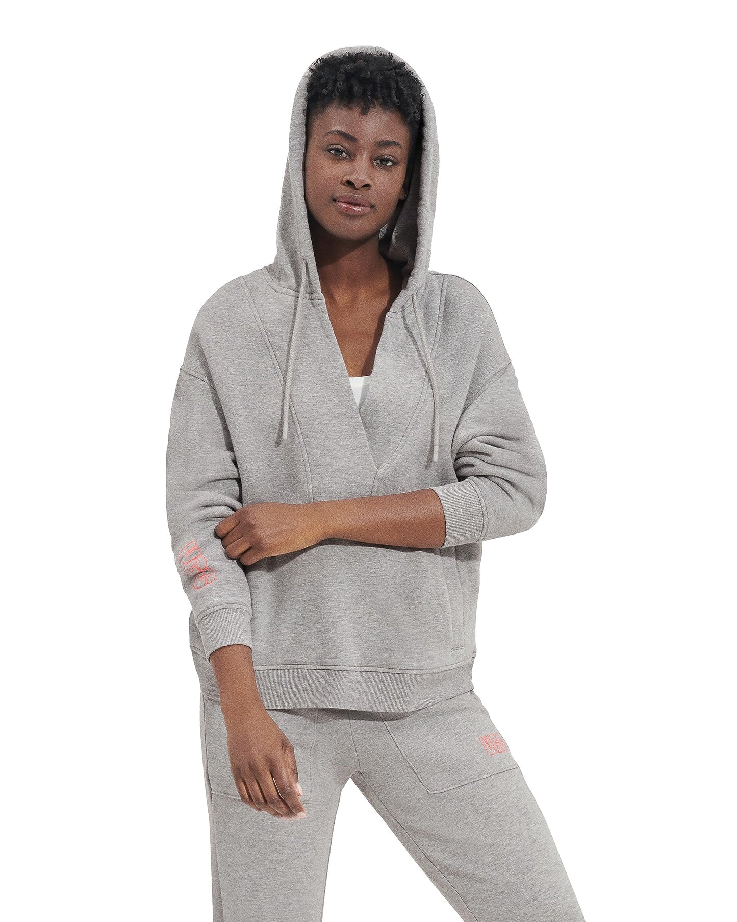 UGG Women's Adryann Hoodie Sweater, Grey Heather, XL