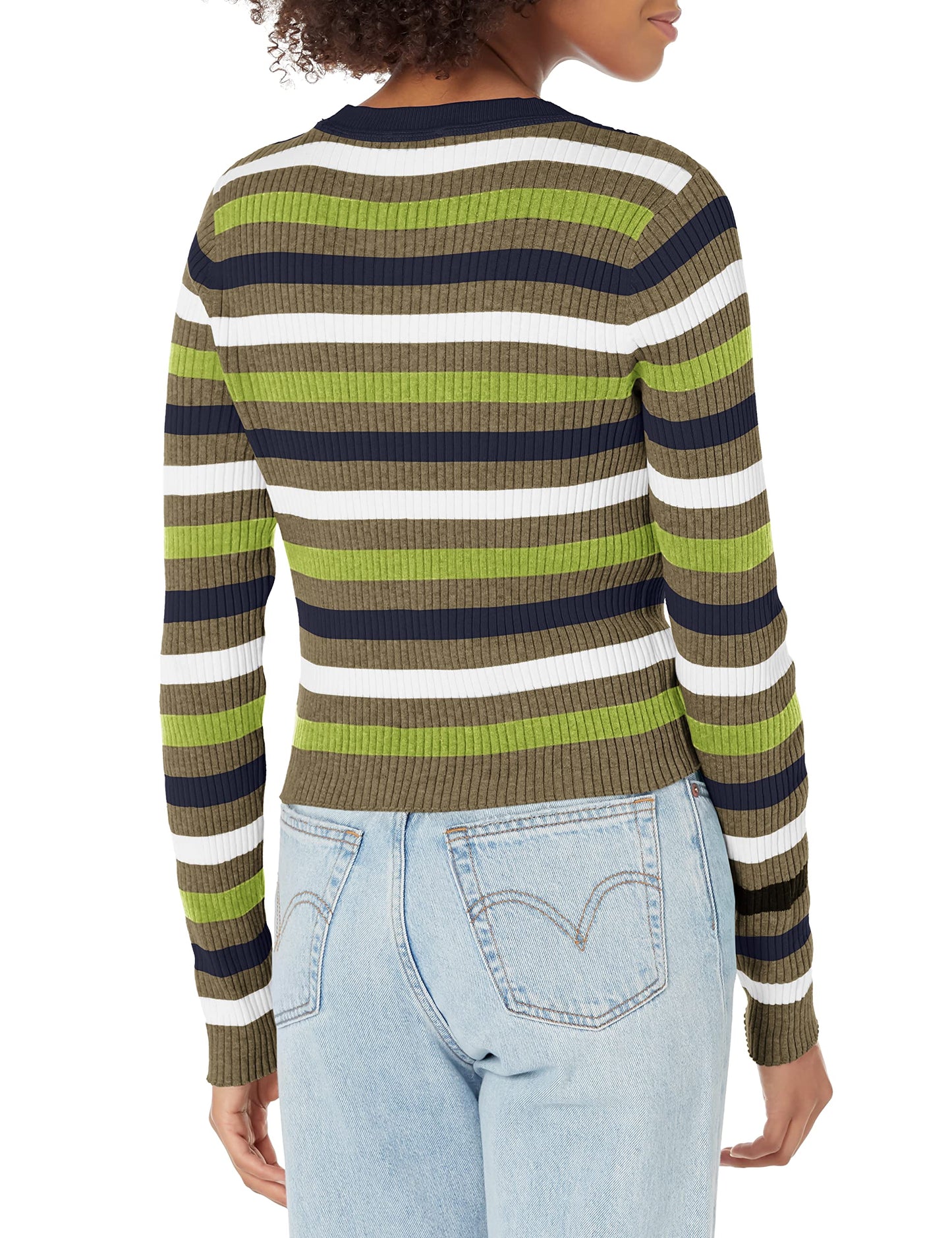 Tommy Hilfiger Womens Striped Rib Sweater, Kalamata Multi, X-Small US