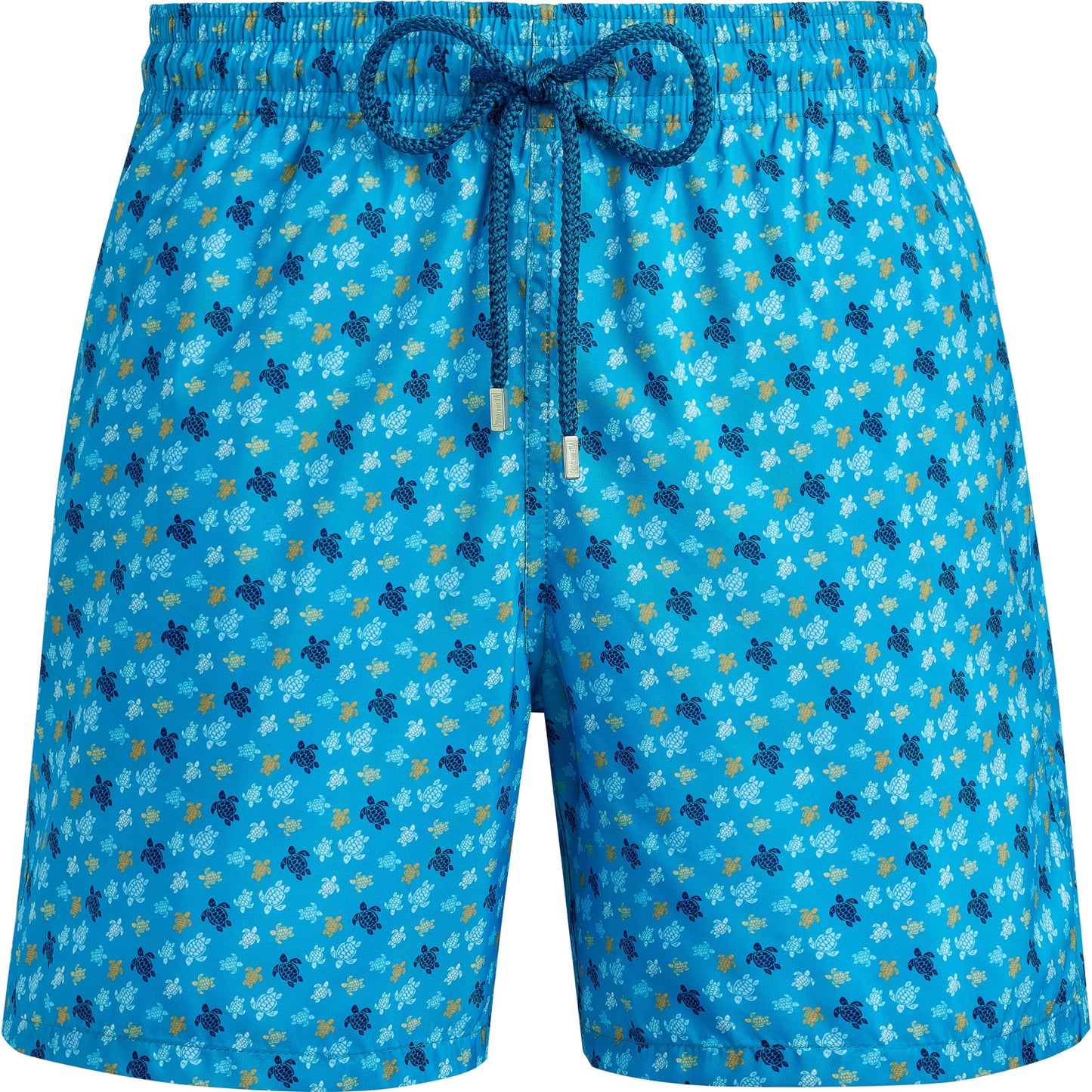 Vilebrequin Men Ultra-Light and Packable Swim Shorts Rainbow Turtle Round Microphone, Hawaii Blue, L