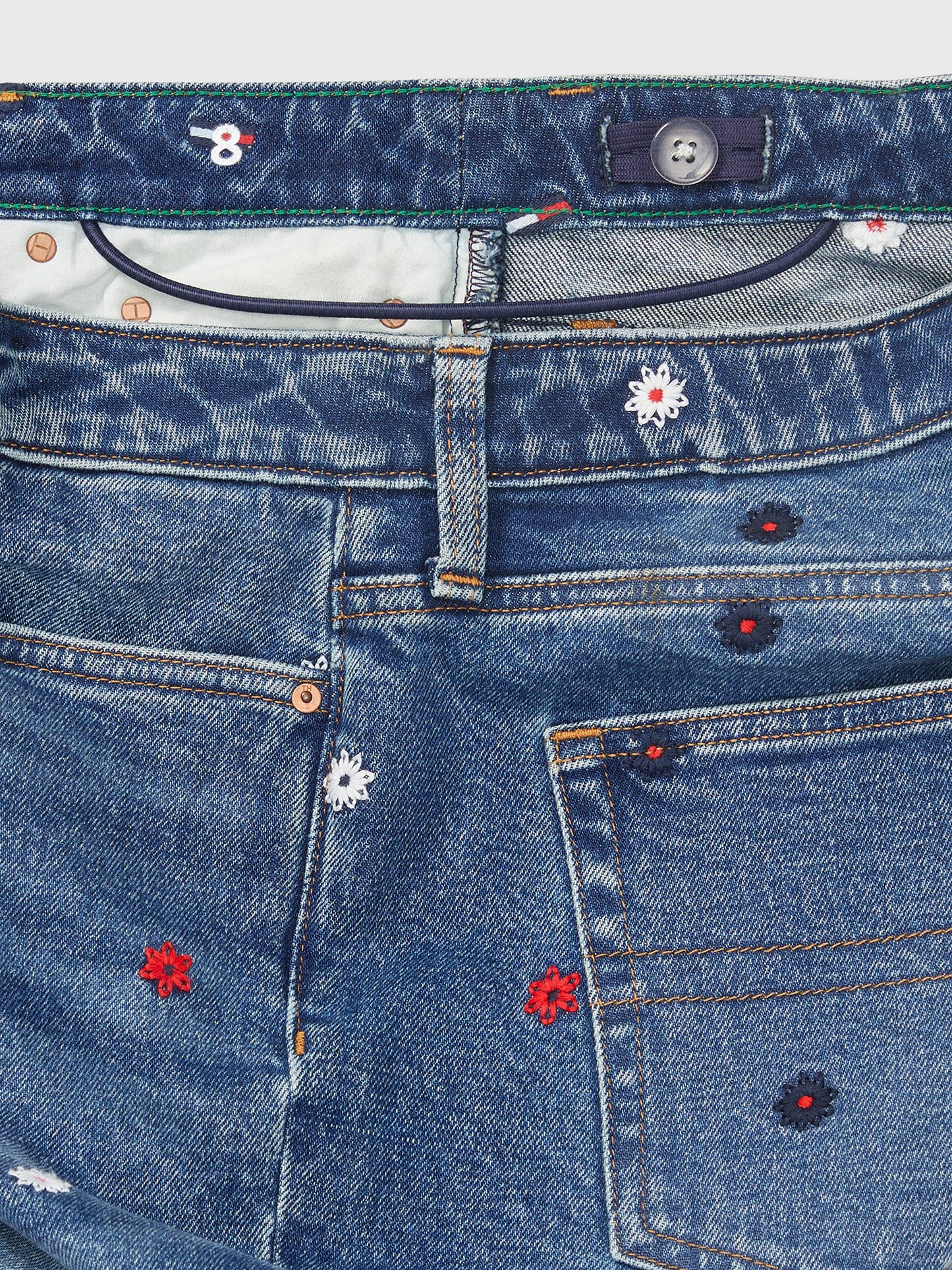 Tommy Hilfiger Women's Adaptive Tommy Embroidery Mom Fit Jean with Magnetic Fly Closure, Medium WASH, 12