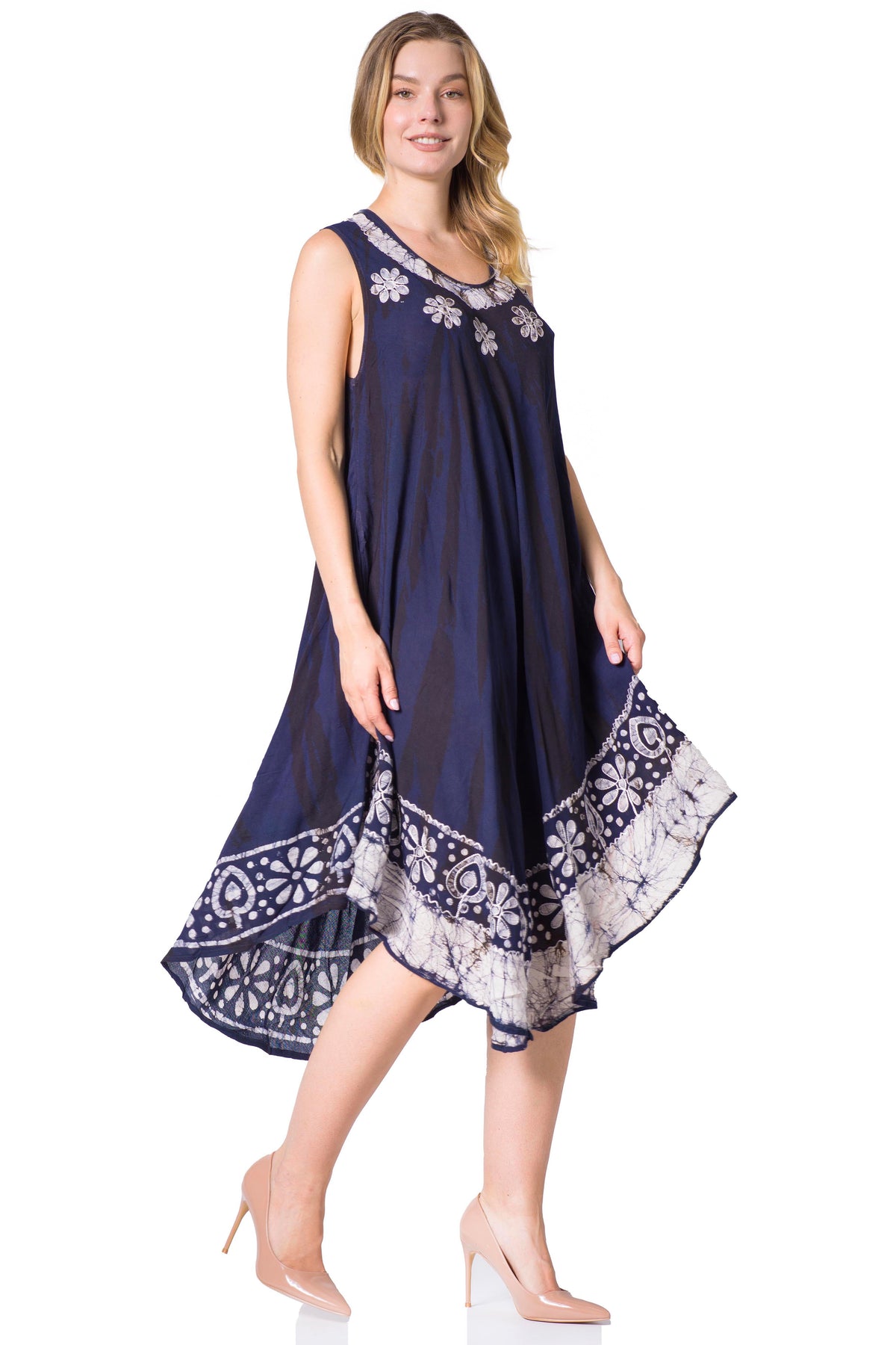Sakkas Alexis Embroidered Long Sleeveless Floral Caftan Dress / Cover Up