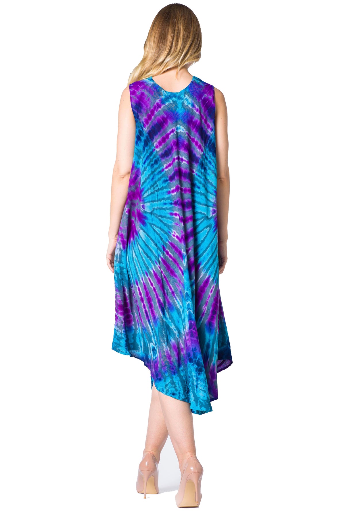 Sakkas Neja Women's Casual Maxi Summer Sleeveless Loose Fit Tie Dye Tank Dress