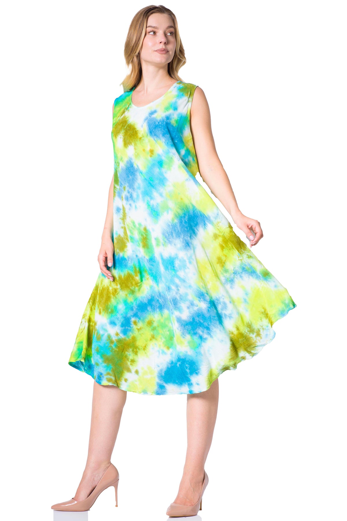 Sakkas Neja Women's Casual Maxi Summer Sleeveless Loose Fit Tie Dye Tank Dress