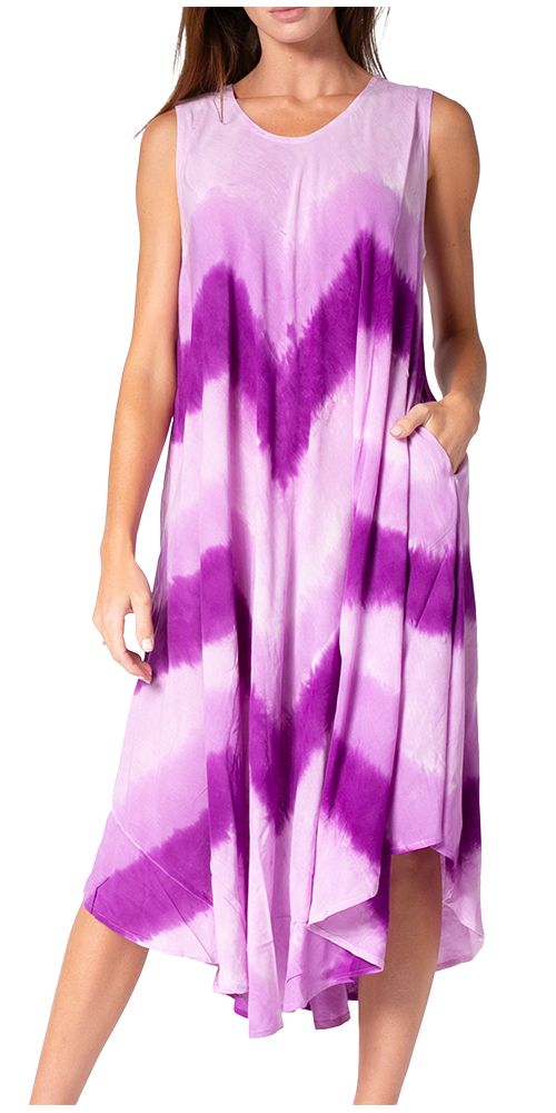 Sakkas Neja Women's Casual Maxi Summer Sleeveless Loose Fit Tie Dye Tank Dress