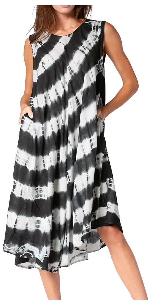Sakkas Neja Women's Casual Maxi Summer Sleeveless Loose Fit Tie Dye Tank Dress