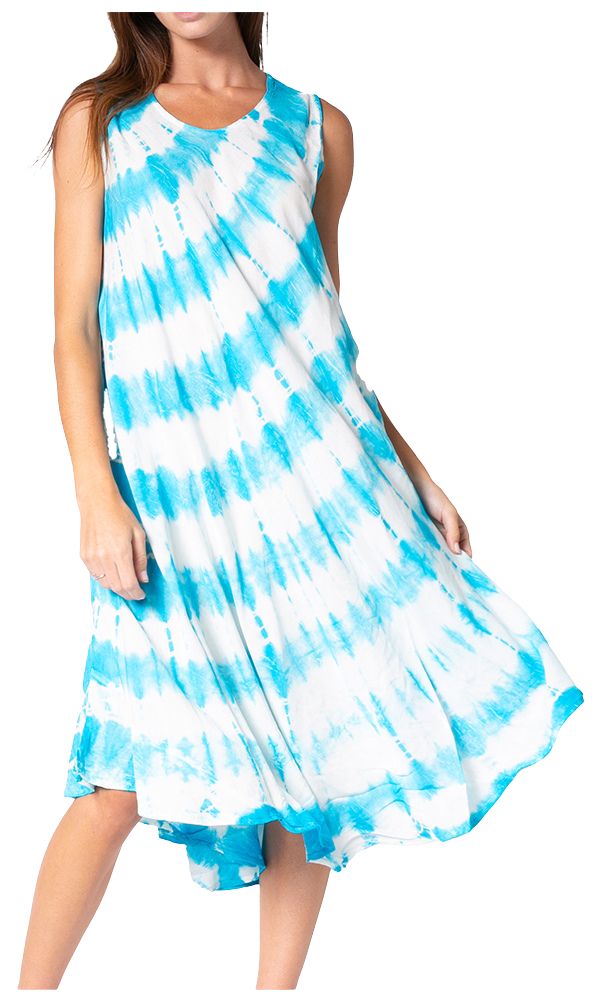 Sakkas Neja Women's Casual Maxi Summer Sleeveless Loose Fit Tie Dye Tank Dress