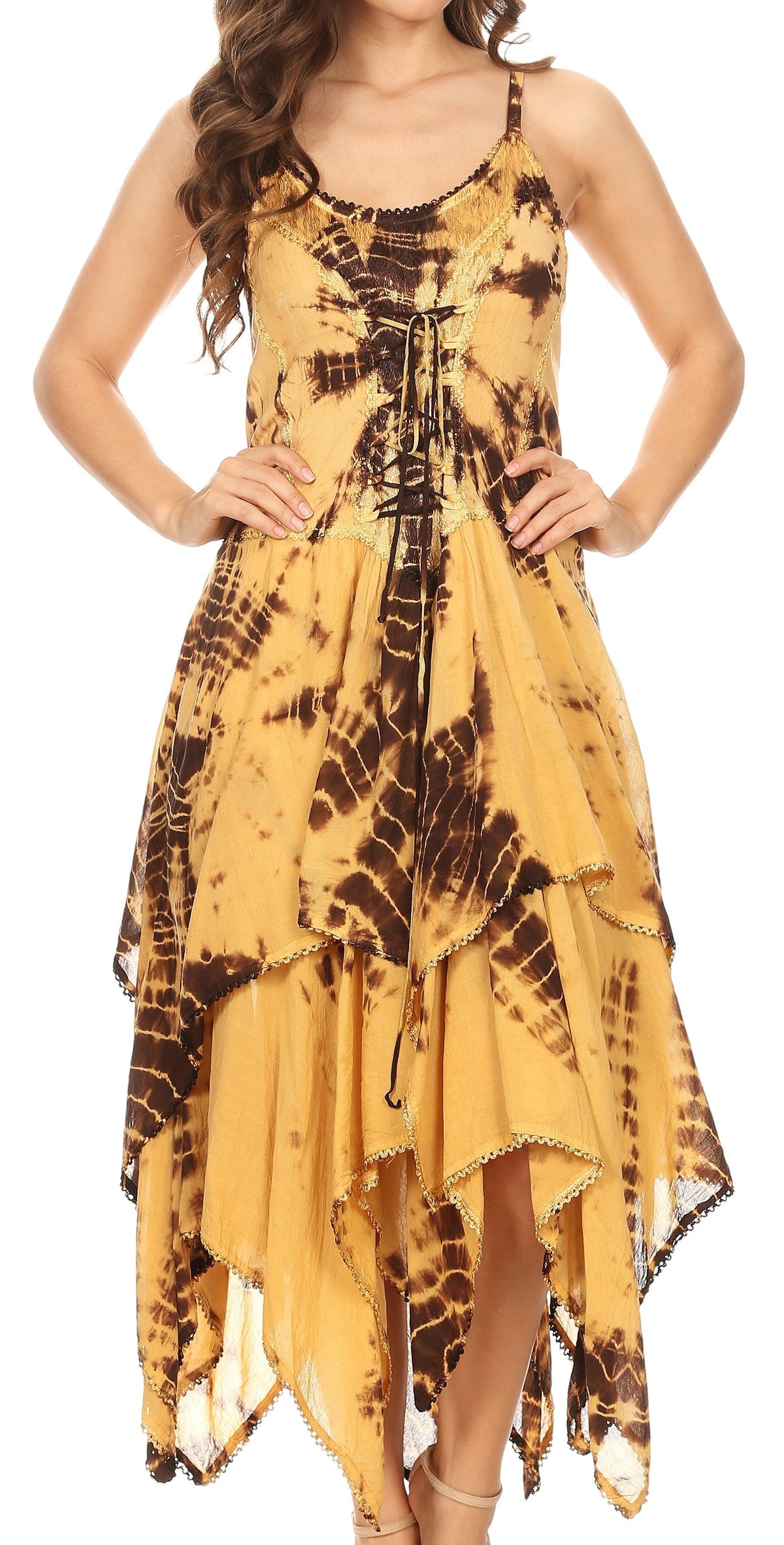 Sakkas Annabella Corset Bodice Handkerchief Hem Dress