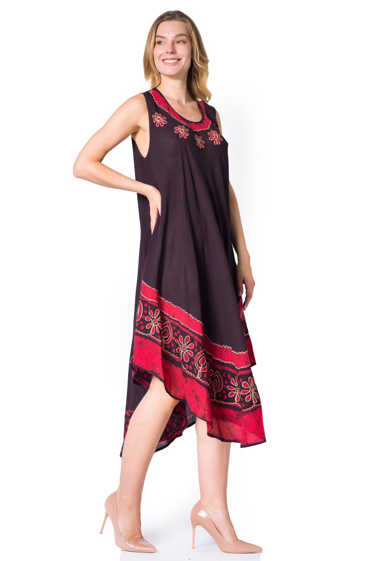 Sakkas Batik Flower Caftan Tank Dress / Cover Up