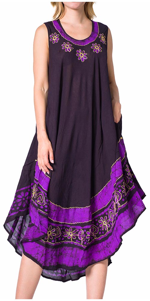 Sakkas Batik Flower Caftan Tank Dress / Cover Up